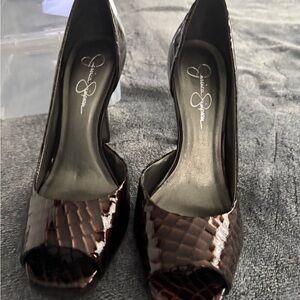 Jessica Simpson Brown Peep Toe Heels